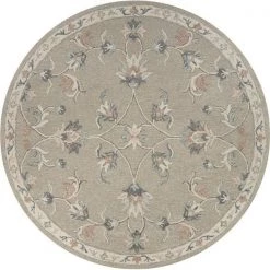 LR Resources VICTO81585SLV4ARD 4 ft. x 10 in. Mirroring Floral Bloom Area Rug Round Silver; Cream & Blue