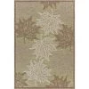 LR Resources RETRE81605GRN7999 Maple Leaf Botanical Indoor & Outdoor Rug; Tan & Green