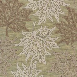 LR Resources RETRE81605GRN5070 Maple Leaf Botanical Indoor & Outdoor Rug; Tan & Green