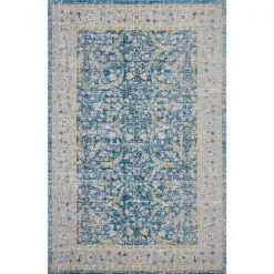 LR Resources ANTIQ81455BLM2040 Botanic Blue Dream Area Rug; Blue & Cream