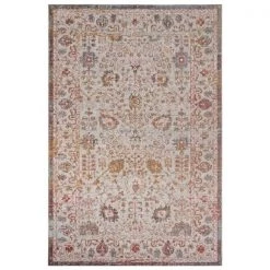 LR Resources ANTIQ81458BEC2040 Budding Bohemian Area Rug; Beige & Cream