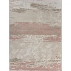 LR Resources MEADO81542IVW7995 7 ft. x 9 in. x 9 ft. x 5 in. Abstract Blush Brushstroke Area Rug; Ivory & Blush