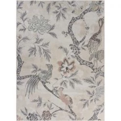LR Resources MEADO81547WIV7995 7 ft. x 9 in. x 9 ft. x 5 in. Birds of Paradise Area Rug; Ivory & Multi Color
