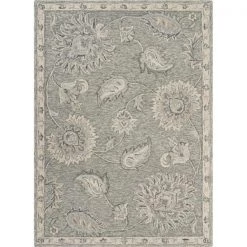 LR Resources VICTO81583GRY5070 5 x 7 ft. Traditional Botanical Area Rug; Gray & Blue