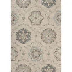 LR Resources VICTO81584IVO5070 5 x 7 ft. Delicate Traditional Floral Area Rug; Ivory & Light Blue