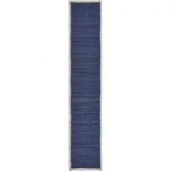 LR Resources TABLE18017IND1468 Bordered Runner; Indigo