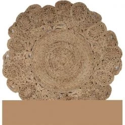 LR Home NATUR12045NAT40RD 4 ft. Natural Bloom Boutique Jute Round Rug; Rustic Color