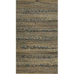LR Resources RUGSA99640IND5070 5 x 7 ft. Hand-Woven Braided Jute Rectangle Area Rug - Blue