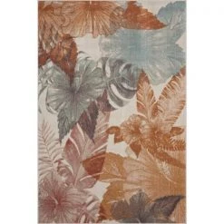 LR Resources ANTIQ81464BET537A Hibiscus Honey Botanical Tropical Woven Indoor & Outdoor Rectangle Area Rug