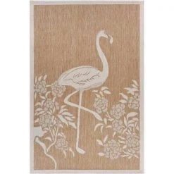 LR Resources CATAL81501BEI1A30 Natural Flamingo Indoor & Outdoor Accent Rectangle Area Rug