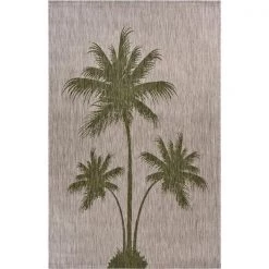 LR Resources CATAL81503BEG1A30 Palm Breeze Indoor & Outdoor Accent Rectangle Area Rug