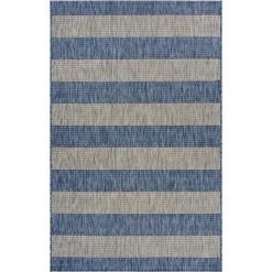LR Resources CATAL81504NVG1A30 Coastal Stripes Indoor & Outdoor Accent Rectangle Area Rug