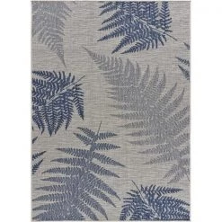 LR Resources SANIB81648NVG5373 Fallen Fern Indoor & Outdoor Rectangle Area Rug; Navy