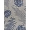 LR Resources SANIB81648NVG7A9A Fallen Fern Indoor & Outdoor Rectangle Area Rug; Navy