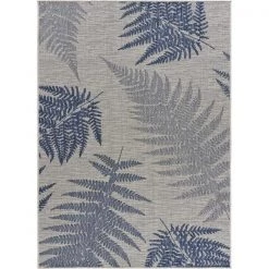 LR Resources SANIB81648NVG7A9A Fallen Fern Indoor & Outdoor Rectangle Area Rug; Navy