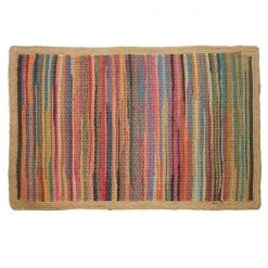 LR Resources ACCEN70189MLT2030 Geometric Jute Bordered Accent Rectangle Area Rug; Multi Color
