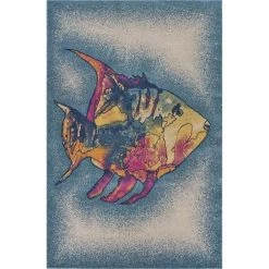 LR Resources OCEAN81671CRU5376 Tropical Coral Fish Indoor & Outdoor Rectangle Area Rug - Multi Color