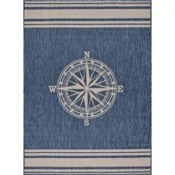 LR Resources SEADE81871AWT3050 Nautical Navigation Indoor Outdoor Rectangle Area Rug