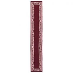 Madison Industries FLO-20X120-BU 20 x 120 in. Floral Border Extra Long Rectangle Runner Rug - Burgundy