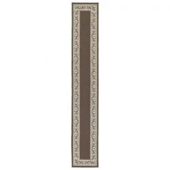 Madison Industries FLO-20X120-SA 20 x 120 in. Floral Border Extra Long Rectangle Runner Rug - Sand