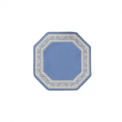Madison Industries FLO-78X78-BL 78 x 78 in. Floral Border Octagon Room Sized Accent Rug - Blue