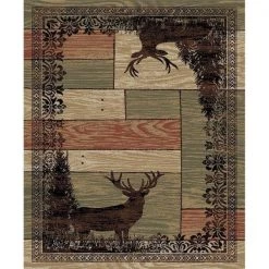Mayberry Rug AD8065 5X8 5 ft. 3 in. x 7 ft. 3 in. American Destination Woodgrain Area Rug; Multi Color