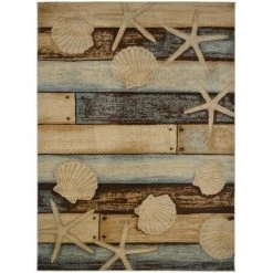 Mayberry Rug AD8332 5X8 5 ft. 3 in. x 7 ft. 3 in. American Destination Sea Life Area Rug; Multi Color
