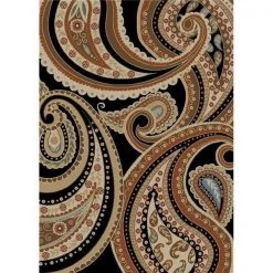 Mayberry Rug HT7293 5X8 HOMETOWN 5 ft. 3 in. x 7 ft. 7 in. Home Town Deco Paisley Ebony Area Rug