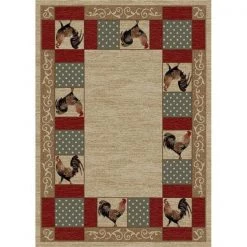 Mayberry Rug AD6732 5X8 5 ft. 3 in. x 7 ft. 3 in. American Destination Barnyard Area Rug; Ivory