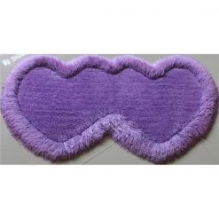 Amazing Rugs H2902 28 x 55 in. Double Heart Shape Hand Tufted 4-in. Thick Shag Area Rug in Lavender