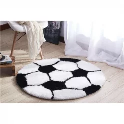 Amazing Rugs SR1013 36 in. Dia. Soccer Shape Hand Tufted Extra Soft Shag Area Rug