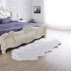 Amazing Rugs LSW08180 32 x 71-in. Luxury Decorative Hand Tufted Faux Fur Rug in White Sheepskin