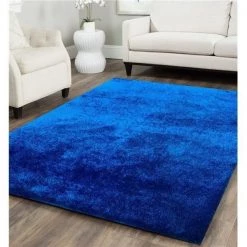 Amazing Rugs A1012-23 2 x 3 ft. Fuzzy Shaggy Electro Blue Hand Tufted Area Rug