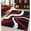 Amazing Rugs AC1025-23 2 x 3 ft. Aria Black; White & Red Soft Pile Hand Tufted Shag Area Rug
