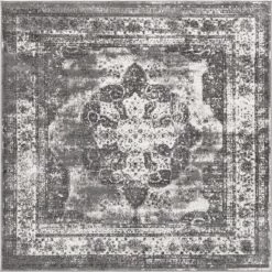 Unique Loom 3141299 6 x 6 ft. Salle Garnier Sofia Square Rug; Gray