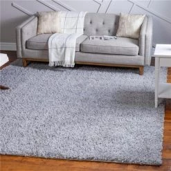 Unique Loom 3153311 10 x 10 ft. Davos Shag Square Rug; Sterling
