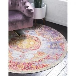 Unique Loom 3140203 5 ft. 5 in. x 5 ft. 5 in. Atares Baracoa Round Rug; Multi Color
