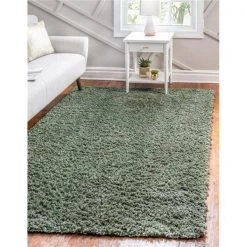 Unique Loom 3146036 4 x 6 ft. Davos Shag Rectangular Rug; Sage