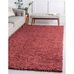 Unique Loom 3146099 8 x 10 ft. Davos Shag Rectangular Rug; Poppy