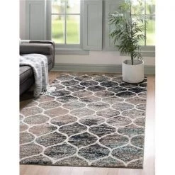 Unique Loom 3151724 6 x 9 ft. Rounded Trellis Frieze Rectangular Rug; Multi Color