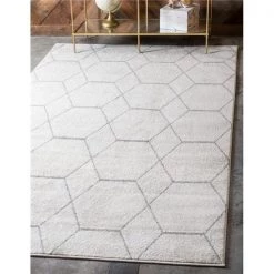 Unique Loom 3146505 6 x 9 ft. Geometric Trellis Frieze Rectangular Rug; Ivory