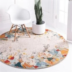 Unique Loom 3146553 4 x 4 ft. Coral Chromatic Round Rug; Multi Color
