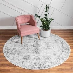 Unique Loom 3147006 5 x 5 ft. Casino Sofia Round Rug; Gray