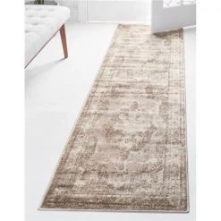 Unique Loom 3134072 2 ft. x 6 ft. 7 in. Salle Garnier Sofia Runner Rug; Light Brown