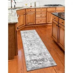 Unique Loom 3134090 2 ft. x 6 ft. 7 in. Salle Garnier Sofia Runner Rug; Gray