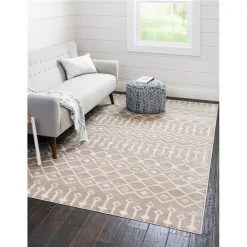 Unique Loom 3147559 8 x 11 ft. Moroccan Trellis Rectangular Rug; Beige