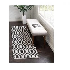 Unique Loom 3154008 2 ft. 2 in. x 6 ft. Chindi Jute Runner Rug; Black & White