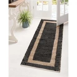 Unique Loom 3153999 2 ft. 2 in. x 6 ft. Chindi Jute Runner Rug; Black