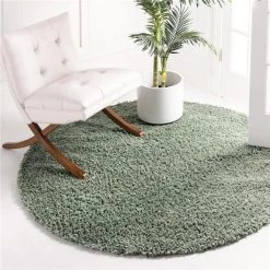 Unique Loom 3153412 2 x 2 ft. Davos Shag Round Rug; Sage