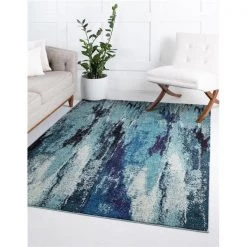 Unique Loom 3128065 10 ft. 6 in. x 16 ft. 5 in. Lilly Jardin Rectangular Rug; Blue